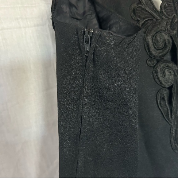 Little Black Dress Sheath Cocktail Party Floral Applique VTG Vintage Gunne Sax‎ - Picture 7 of 10